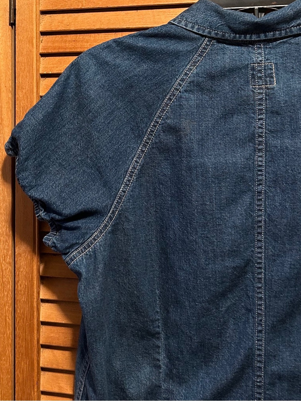 GAP Dark Blue Short Sleeve Denim Button Front Shirt - Picture 10 of 13